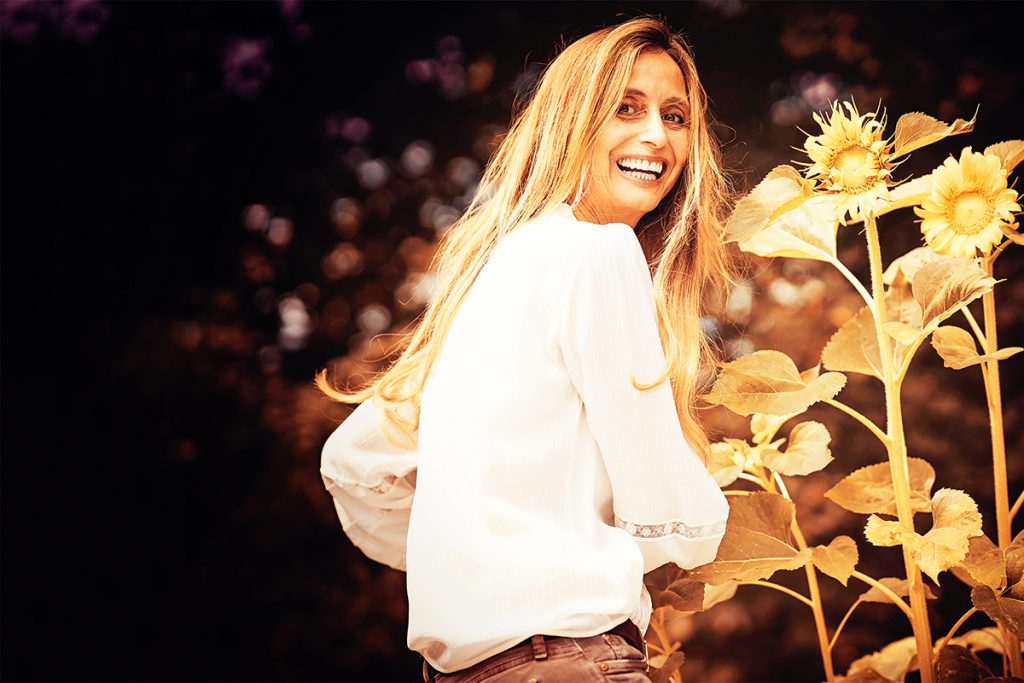 Die Fotografin beim Sonnenblumen Shooting